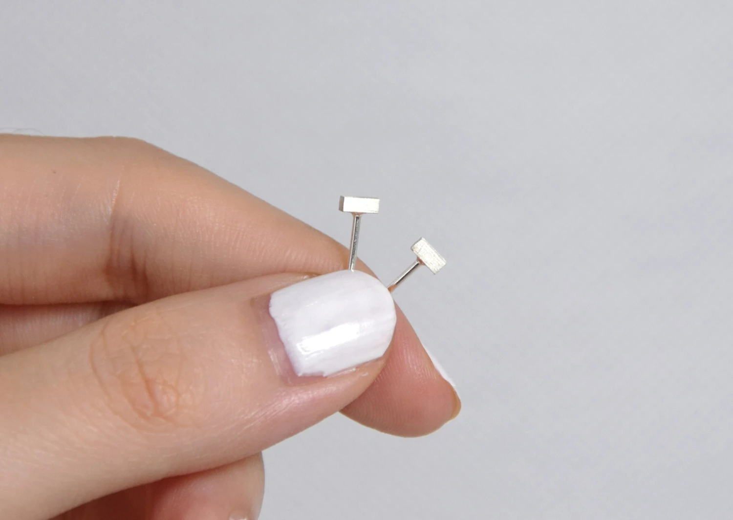 Tiny Small Simple Bar Studs - Minimalist Silver Studs - Handmade Simple Studs - Great Gift/ Valentine's/ Christmas/ New Year/ Birthday/ BFF 5 Tiny Small Simple Bar Studs - Minimalist Silver Studs - Handmade Simple Studs - Great Gift/ Valentine's/ Christmas/ New Year/ Birthday/ BFF - Image 3