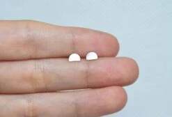 Semi Half Round Disc Silver Studs - Simple Round Studs - Handmade Silver Studs - Great Gift/ Valentine's/ Christmas/ New Year/ Birthday/ BFF