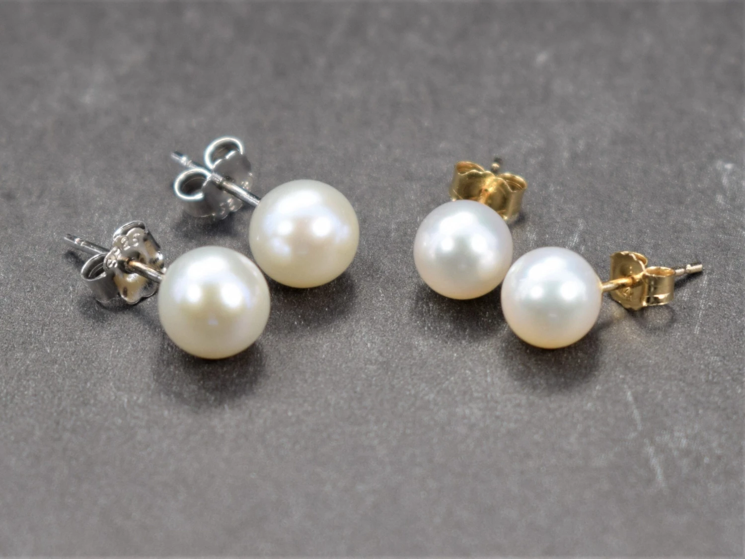 14K Gold Pearl Stud Earrings, Freshwater Pearl Earrings, Round Pearl Earrings, Christmas Gift White Pearl Earrings, Real Pearl Earrings, 5 14K Gold Pearl Stud Earrings, Freshwater Pearl Earrings, Round Pearl Earrings, Christmas Gift White Pearl Earrings, Real Pearl Earrings, - Image 3