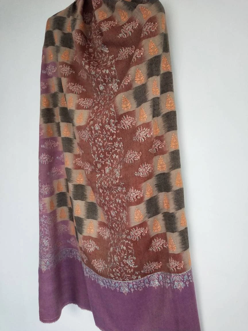 Royal Multicolor Premium Cashmere Sozni Embroidered Shawl, Wedding Wrap, Anniversary Gift. 105 X 205 Cm Large Wrap, Christmas Gift, Diwali 8 Royal Multicolor Premium Cashmere Sozni Embroidered Shawl, Wedding Wrap, Anniversary Gift. 105 X 205 Cm Large Wrap, Christmas Gift, Diwali - Image 6