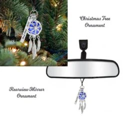 Blue Dreamcatcher Ornament Urn Engraved Tag Option Personalized Memorial Christmas Tree Or Car Ornament High-Quality Keepsake