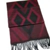 Burgundy Geometric Pattern Wool Men Scarf, Suit Scarf, Scarves For Men, Winter Scarf, Wool Fabric Scarf, Birthday Gift, Christmas Gift
