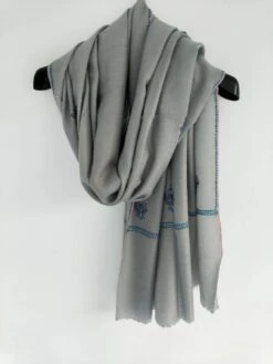 Super Soft And Light Weight Grey Sozni Embroidered Kashmiri Shawl, Wedding Stole,Travel Wrap, Christmas Gift, New Year Gift 205x 105 Cm -Jewellery Soldes Boutique il fullxfull.3514655196 i5ji
