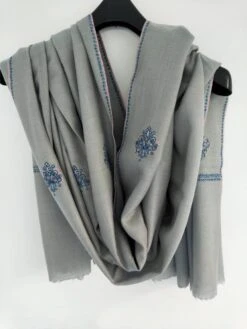 Super Soft And Light Weight Grey Sozni Embroidered Kashmiri Shawl, Wedding Stole,Travel Wrap, Christmas Gift, New Year Gift 205x 105 Cm -Jewellery Soldes Boutique il fullxfull.3514655358 49rf