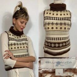 BLUNAUTA Vintage Knit Vest, Vintage Knit, Vintage Vest, Winter Vest, Knit Wear, Christmas Sweater.