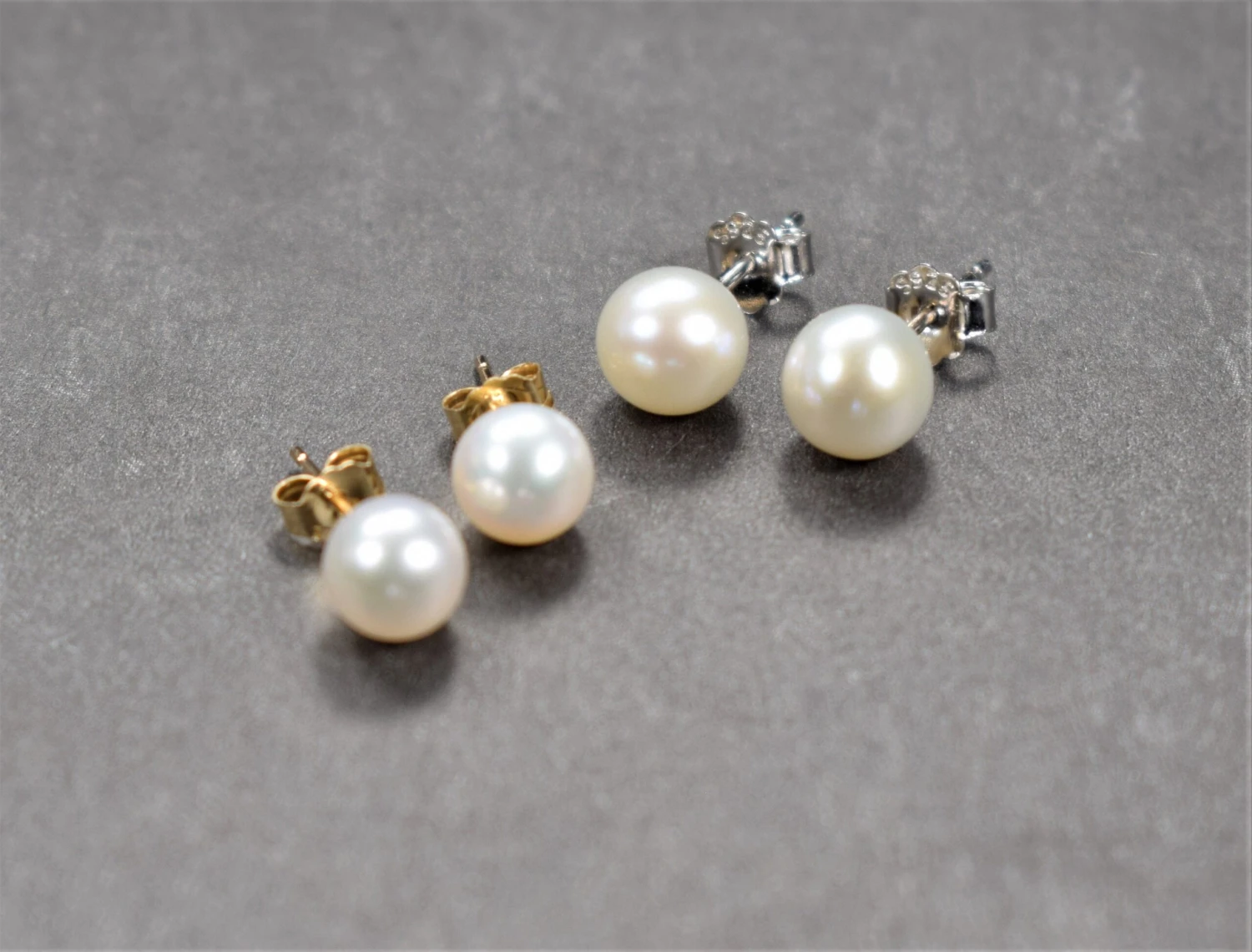 14K Gold Pearl Stud Earrings, Freshwater Pearl Earrings, Round Pearl Earrings, Christmas Gift White Pearl Earrings, Real Pearl Earrings, 4 14K Gold Pearl Stud Earrings, Freshwater Pearl Earrings, Round Pearl Earrings, Christmas Gift White Pearl Earrings, Real Pearl Earrings, - Image 2