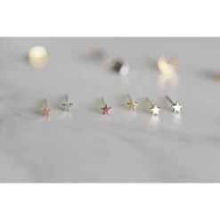 Tiny Star Earrings, Gold Pure Titanium Studs, Minimalist, Gift For Her, Christmas Gifts, Rose Gold,m, Kinder Oorknopjes, Cadeau Voor Haar