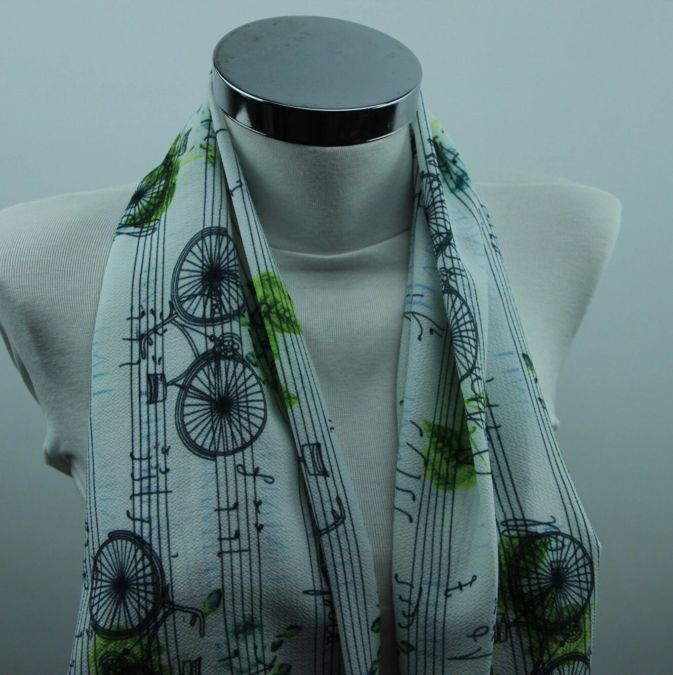 Retro Bicycle Infinity Scarf, Digital Printed Scarf, Christmas Gift, Perfect For Gift, Bicycle Design Scarf, Loop Scarf, Circle Scarf, Gifts 4 Retro Bicycle Infinity Scarf, Digital Printed Scarf, Christmas Gift, Perfect For Gift, Bicycle Design Scarf, Loop Scarf, Circle Scarf, Gifts - Image 2