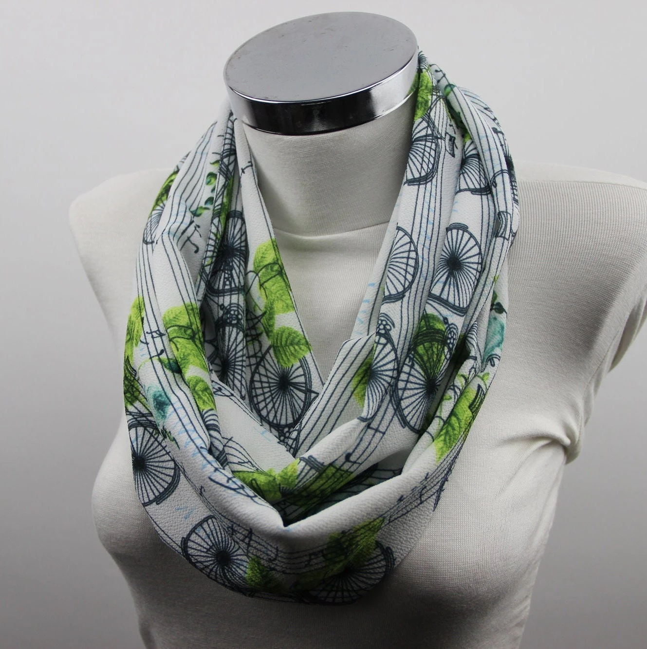 Retro Bicycle Infinity Scarf, Digital Printed Scarf, Christmas Gift, Perfect For Gift, Bicycle Design Scarf, Loop Scarf, Circle Scarf, Gifts 7 Retro Bicycle Infinity Scarf, Digital Printed Scarf, Christmas Gift, Perfect For Gift, Bicycle Design Scarf, Loop Scarf, Circle Scarf, Gifts - Image 5