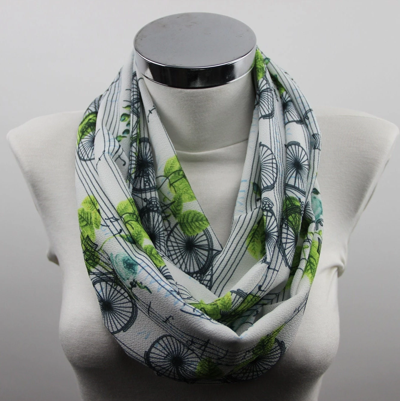 Retro Bicycle Infinity Scarf, Digital Printed Scarf, Christmas Gift, Perfect For Gift, Bicycle Design Scarf, Loop Scarf, Circle Scarf, Gifts 8 Retro Bicycle Infinity Scarf, Digital Printed Scarf, Christmas Gift, Perfect For Gift, Bicycle Design Scarf, Loop Scarf, Circle Scarf, Gifts - Image 6