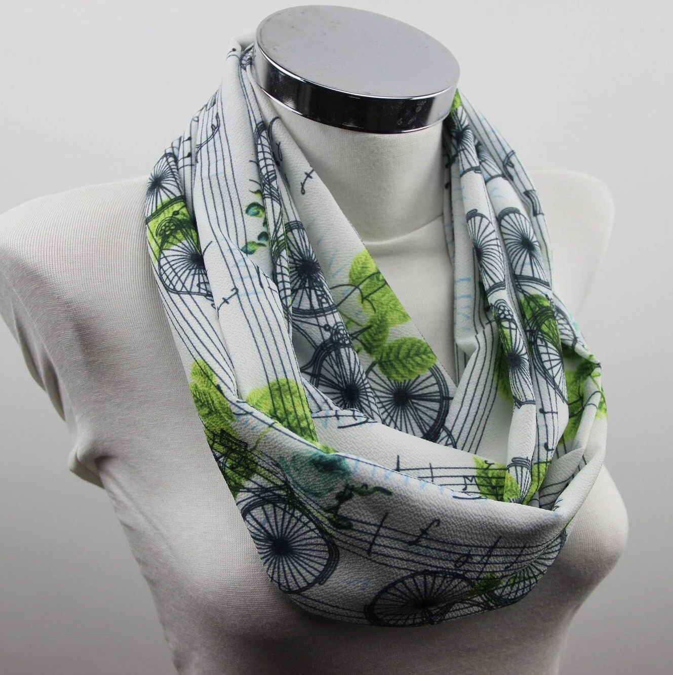 Retro Bicycle Infinity Scarf, Digital Printed Scarf, Christmas Gift, Perfect For Gift, Bicycle Design Scarf, Loop Scarf, Circle Scarf, Gifts 9 Retro Bicycle Infinity Scarf, Digital Printed Scarf, Christmas Gift, Perfect For Gift, Bicycle Design Scarf, Loop Scarf, Circle Scarf, Gifts - Image 7