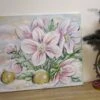Christmas Roses In The Snow 60cmx50cm - Glittering Flower Painting In Shabby Chic Look On Canvas