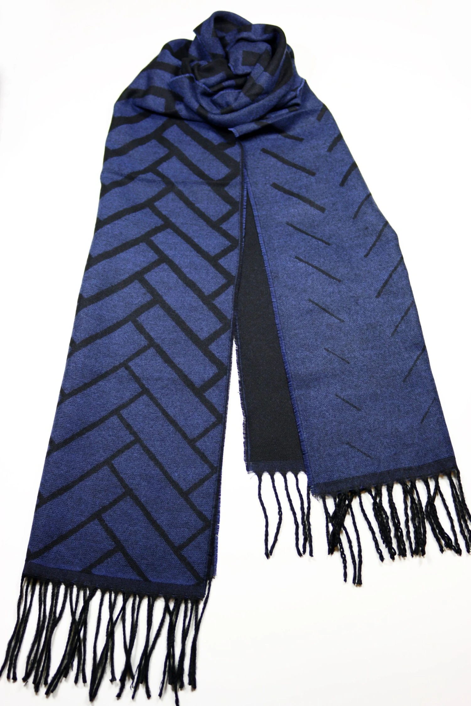 Dark Blue Black Brick Pattern Wool Men Scarf, Suit Scarf, Scarves For Men, Winter Scarf, Fabric Scarf, Christmas Gift, Valentines Gift 5 Dark Blue Black Brick Pattern Wool Men Scarf, Suit Scarf, Scarves For Men, Winter Scarf, Fabric Scarf, Christmas Gift, Valentines Gift - Image 3