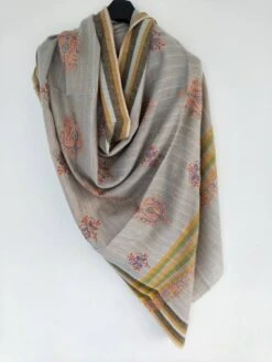 Sozni Embroidered Striped Checkered Multicolor Handmade Cashmere Shawl, Wedding Shawl, Anniversary Wrap, Christmas Gift, Girl Friend's Gift. -Jewellery Soldes Boutique il fullxfull.3561804169 l5op