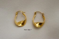 18K Gold Filled Smooth Twisted Hoop Dangle Earrings ・ Non Tarnish Jewelry Waterproof Earrings Christmas Jewelry For Woman Best Gift For Her