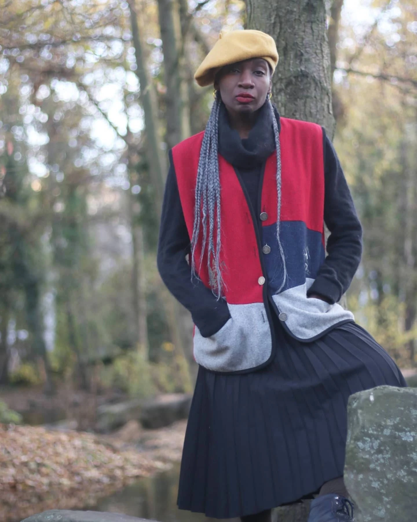 90s Geiser Wool Vest| Vintage Sleeveless Sweater With Reindeer Print| Country Cool Grey And Red Vest With Pockets| Christmas Reindeer Vest 4 90s Geiser Wool Vest| Vintage Sleeveless Sweater With Reindeer Print| Country Cool Grey And Red Vest With Pockets| Christmas Reindeer Vest - Image 2