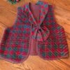 Vintage Christmas Hand Made Chenille Vest With Matching Hand Made Santa Scarf Tie In Excellent Condition!