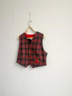 Vintage 90s Red Tartan Vest Women Christmas Waistcoat Red Checkered Vest Red Plaid Vest M Heart Tartan Vest Women Red Waistcoat Tartan Top -Jewellery Soldes Boutique il fullxfull.3575231655 pf2d