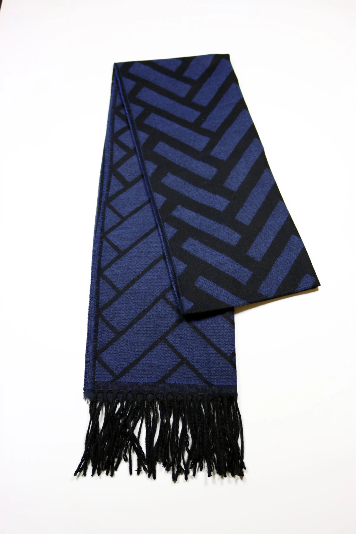 Dark Blue Black Brick Pattern Wool Men Scarf, Suit Scarf, Scarves For Men, Winter Scarf, Fabric Scarf, Christmas Gift, Valentines Gift 4 Dark Blue Black Brick Pattern Wool Men Scarf, Suit Scarf, Scarves For Men, Winter Scarf, Fabric Scarf, Christmas Gift, Valentines Gift - Image 2