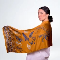 Golden Brown Silk Scarf, Pure Silk Scarf, Long Scarf, Gift For Her, Christmas Gift, Scarf For Women, Made In Greece By Kalfas -Jewellery Soldes Boutique il fullxfull.3773760336 pk4i
