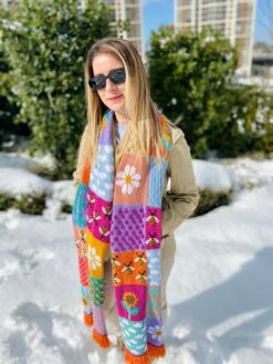 Handknit Colorful Patchwork Scarf, Harry Styles Granny Square Oversized Wool Scarf, Crochet Long Hippie Blanket Scarf, Christmas Gift 14 Handknit Colorful Patchwork Scarf, Harry Styles Granny Square Oversized Wool Scarf, Crochet Long Hippie Blanket Scarf, Christmas Gift -Jewellery Soldes Boutique il fullxfull.3781831975 fha7