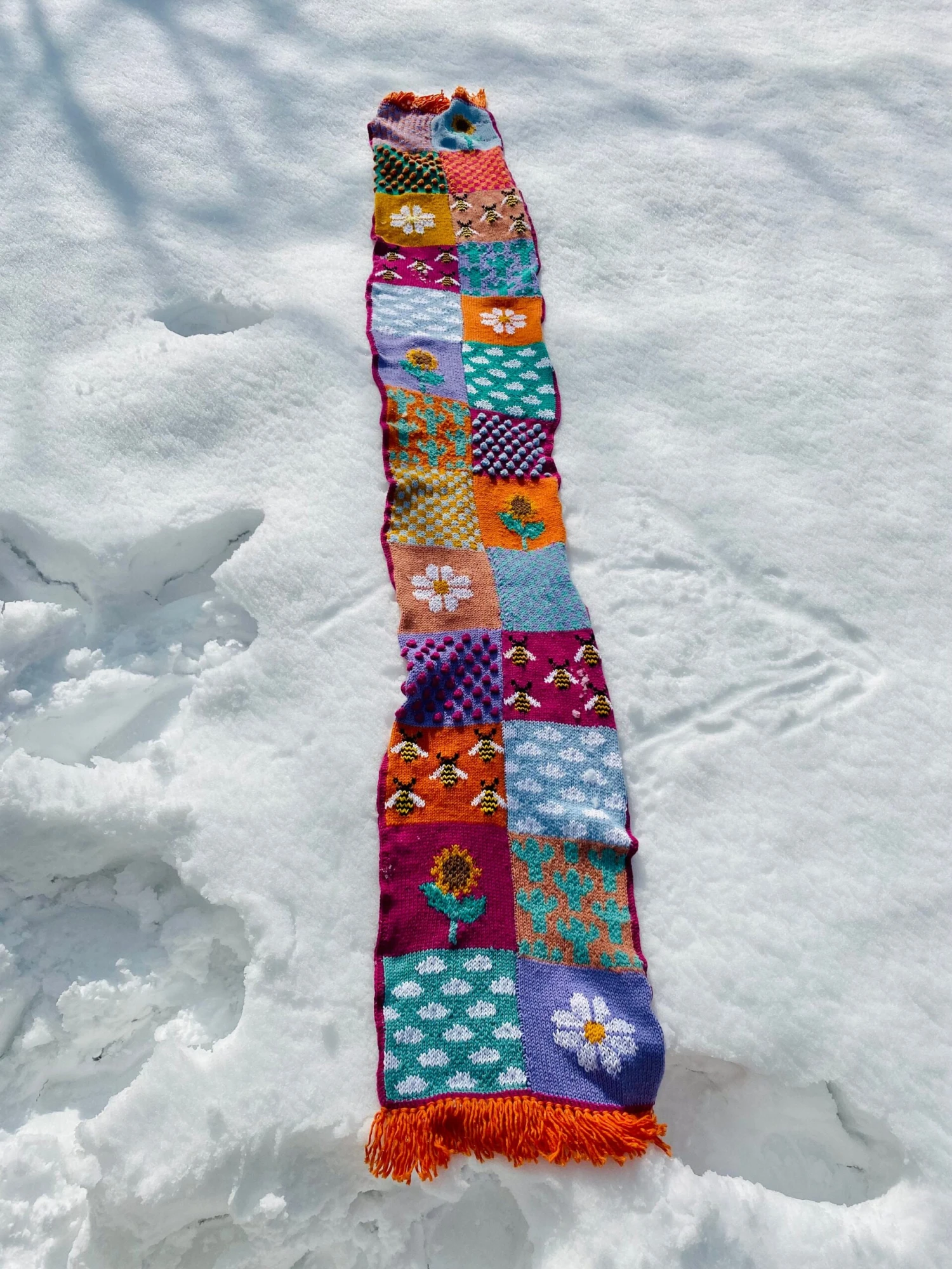Handknit Colorful Patchwork Scarf, Harry Styles Granny Square Oversized Wool Scarf, Crochet Long Hippie Blanket Scarf, Christmas Gift 12 Handknit Colorful Patchwork Scarf, Harry Styles Granny Square Oversized Wool Scarf, Crochet Long Hippie Blanket Scarf, Christmas Gift - Image 10
