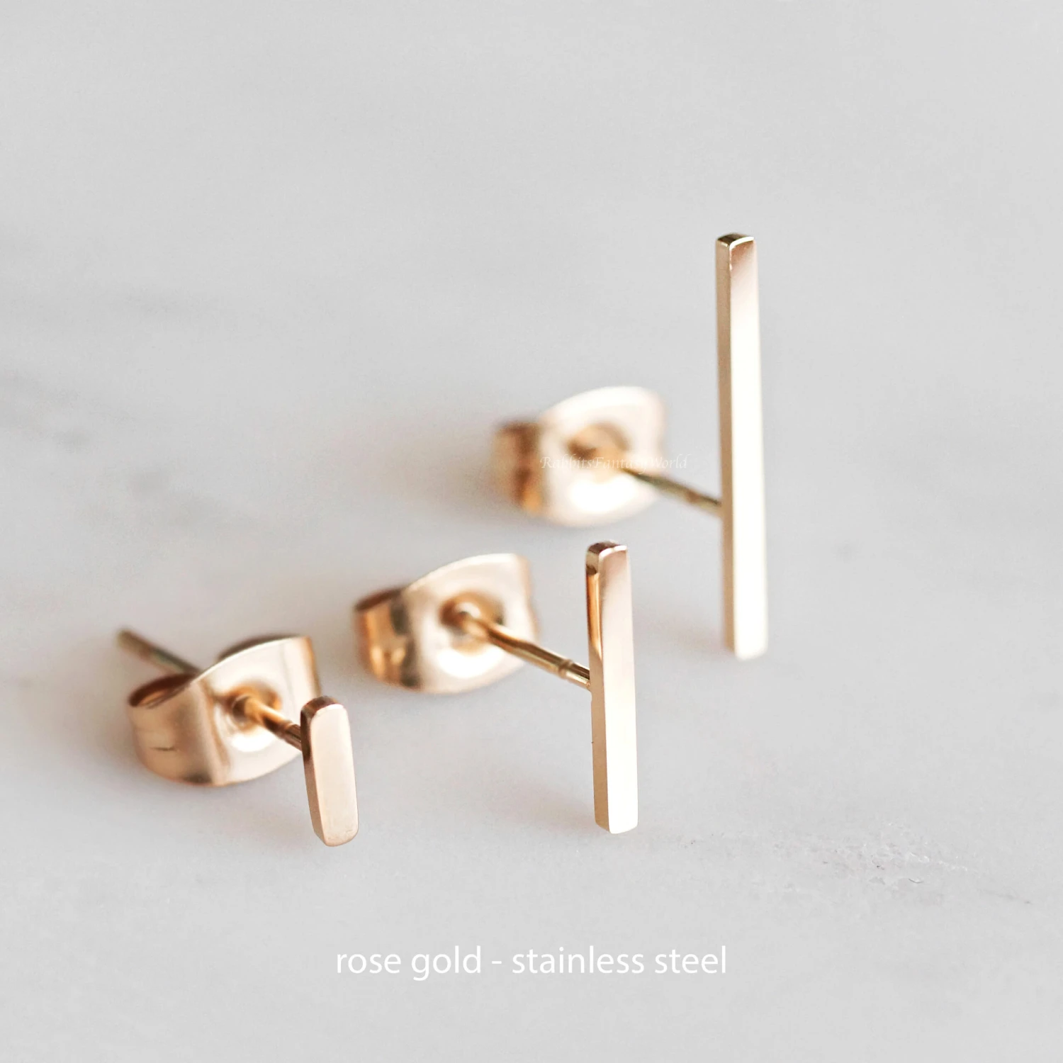 Bar Earring, Pure Titanium Stud, 22 Gauge, 21G, Minimalist Jewelry, Christmas Gift For Her, Oorbellen, Ros Gold, KKerst Cadeau Voor Vrouwen 4 Bar Earring, Pure Titanium Stud, 22 Gauge, 21G, Minimalist Jewelry, Christmas Gift For Her, Oorbellen, Ros Gold, KKerst Cadeau Voor Vrouwen - Image 2