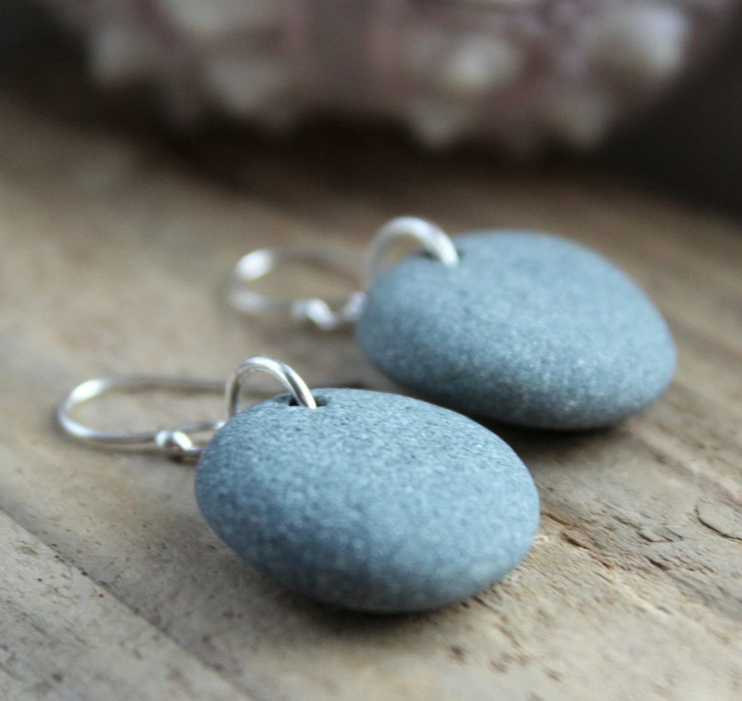 Beach Pebble Earrings, Beach Stone Jewelry, Natural Pebble Jewelry Made In Nova Scotia Canada, Christmas Gift 8 Beach Pebble Earrings, Beach Stone Jewelry, Natural Pebble Jewelry Made In Nova Scotia Canada, Christmas Gift - Image 6