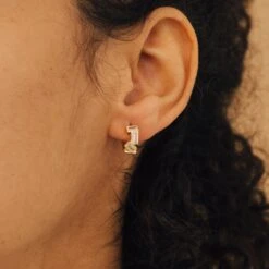 Glacier Baguette Diamond Huggie Hoops By CaitlynMinimalist • Everyday Crystal Earrings For Stacking • Perfect Christmas Gift For Her • ER200