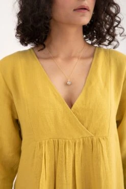 Yellow Women Dress/ 100% Linen/ Tea Length Dress/ V-neck With Front Pleated Pattern/ Maternity Dress/ Christmas Gift For Her/ Mom/Wife 15 Yellow Women Dress/ 100% Linen/ Tea Length Dress/ V-neck With Front Pleated Pattern/ Maternity Dress/ Christmas Gift For Her/ Mom/Wife -Jewellery Soldes Boutique il fullxfull.3838123940 e5a7