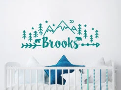 Custom Boys Name Wall Decal Woodland Vinyl Sticker Mountains And Pine Tree Nursery Room Decor Bears Art Kids Christmas Gift Decals ER351 -Jewellery Soldes Boutique il fullxfull.3849428374 75zu