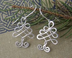 Celtic Tree Sterling Silver Wire Earrings, Christmas Tree Earrings, Christmas Gift, Women, Holiday Tree Of Life, Celtic Knot, Celtic Jewelry