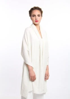 Solara White Cashmere Scarf Women - Chevron Weave Woollen Winter Scarf - Lightweight Scarf For Christmas Gift For Her