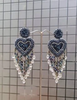 Luxe Statement Navy Blue Beaded Heart Fringes Long Earrings,heart Earrings,sparkling Grey Navy Blue Heart Earrings,Christmas Heart Earrings 17 Luxe Statement Navy Blue Beaded Heart Fringes Long Earrings,heart Earrings,sparkling Grey Navy Blue Heart Earrings,Christmas Heart Earrings -Jewellery Soldes Boutique il fullxfull.4114538328 j88l
