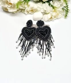 Luxe Statement Navy Blue Beaded Heart Fringes Long Earrings,heart Earrings,sparkling Grey Navy Blue Heart Earrings,Christmas Heart Earrings 19 Luxe Statement Navy Blue Beaded Heart Fringes Long Earrings,heart Earrings,sparkling Grey Navy Blue Heart Earrings,Christmas Heart Earrings -Jewellery Soldes Boutique il fullxfull.4114538608 mra6