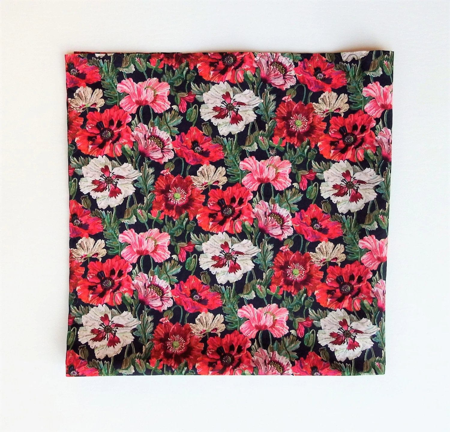 Liberty Of London Cotton Lawn Bandana, Christmas, Red Poppy Scarf, 24" Square, Weddings, Lightweight Holiday Head Wrap, Gifts For Women 5 Liberty Of London Cotton Lawn Bandana, Christmas, Red Poppy Scarf, 24" Square, Weddings, Lightweight Holiday Head Wrap, Gifts For Women - Image 3