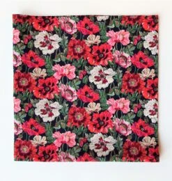 Liberty Of London Cotton Lawn Bandana, Christmas, Red Poppy Scarf, 24" Square, Weddings, Lightweight Holiday Head Wrap, Gifts For Women
