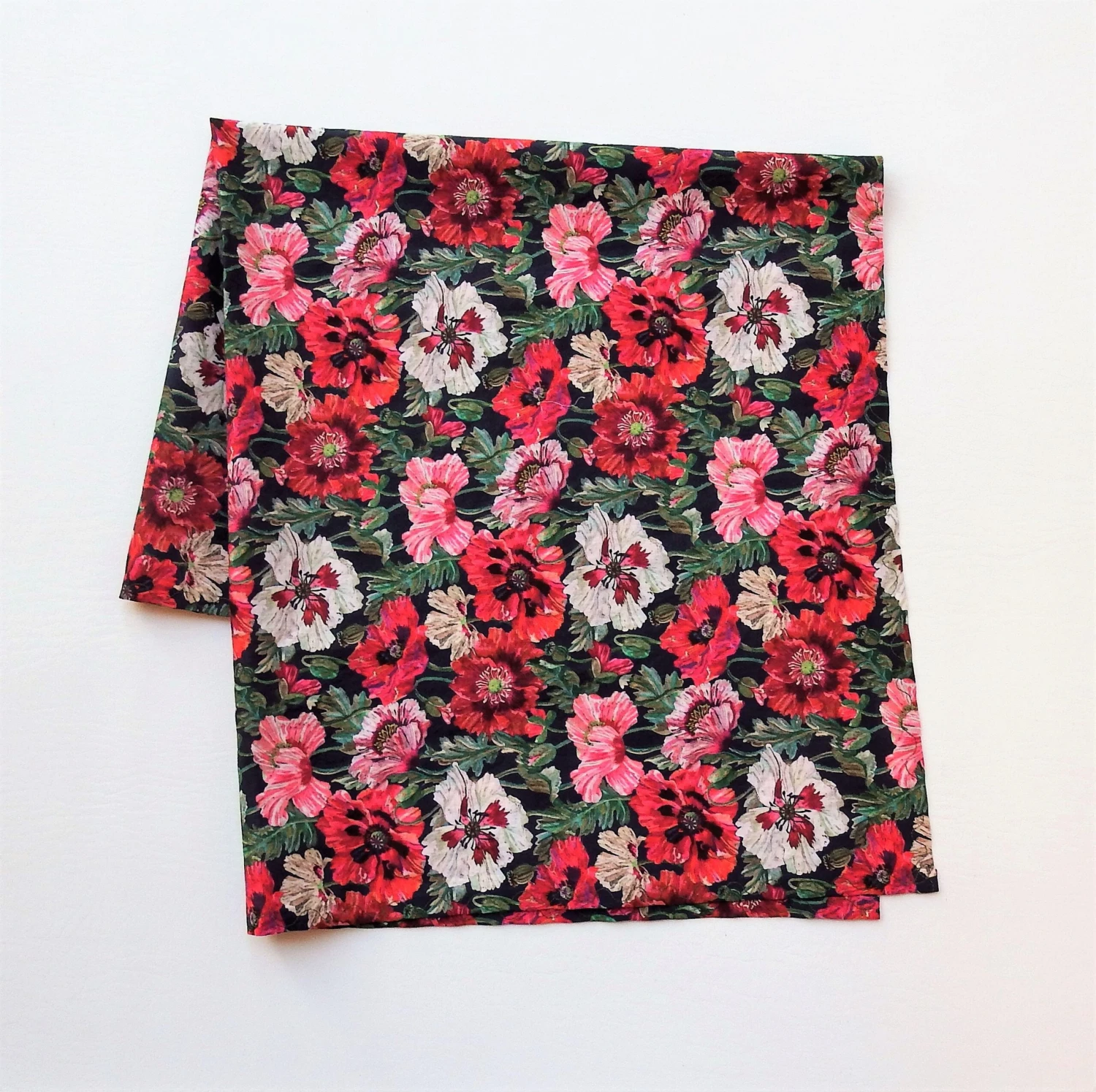 Liberty Of London Cotton Lawn Bandana, Christmas, Red Poppy Scarf, 24" Square, Weddings, Lightweight Holiday Head Wrap, Gifts For Women 4 Liberty Of London Cotton Lawn Bandana, Christmas, Red Poppy Scarf, 24" Square, Weddings, Lightweight Holiday Head Wrap, Gifts For Women - Image 2