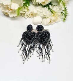 Luxe Statement Navy Blue Beaded Heart Fringes Long Earrings,heart Earrings,sparkling Grey Navy Blue Heart Earrings,Christmas Heart Earrings 16 Luxe Statement Navy Blue Beaded Heart Fringes Long Earrings,heart Earrings,sparkling Grey Navy Blue Heart Earrings,Christmas Heart Earrings -Jewellery Soldes Boutique il fullxfull.4162203589 t1ps
