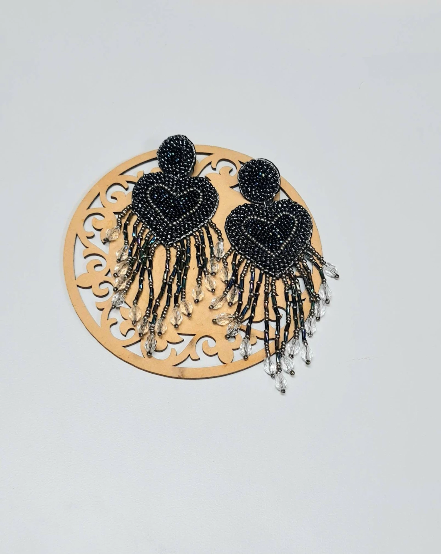 Luxe Statement Navy Blue Beaded Heart Fringes Long Earrings,heart Earrings,sparkling Grey Navy Blue Heart Earrings,Christmas Heart Earrings 11 Luxe Statement Navy Blue Beaded Heart Fringes Long Earrings,heart Earrings,sparkling Grey Navy Blue Heart Earrings,Christmas Heart Earrings - Image 9