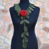 Christmas Scarf, Crochet Necklace Scarf, Crochet Lariat Scarf, In Dark Red Rose, Christmas Wear, With Removable Flower Brooch -Jewellery Soldes Boutique il fullxfull.4163390338 7jsc