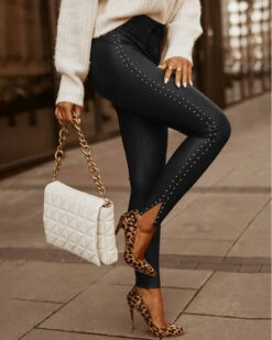 Leggings For Women, Faux Leather Leggings Trousers, Black Leggins, Brown Leggins, Casual Leggings, Christmas Gift, Gift For Her -Jewellery Soldes Boutique il fullxfull.4169576492 2ekj
