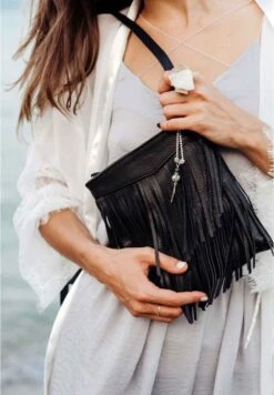 Boho Fringe Purse, Black Leather Tote Bag, Boho Bags For Women, Christmas Bag, Gift For Wife, Genuine Leather Tote, Black Cross Body Bags -Jewellery Soldes Boutique il fullxfull.4203810381 ftkg