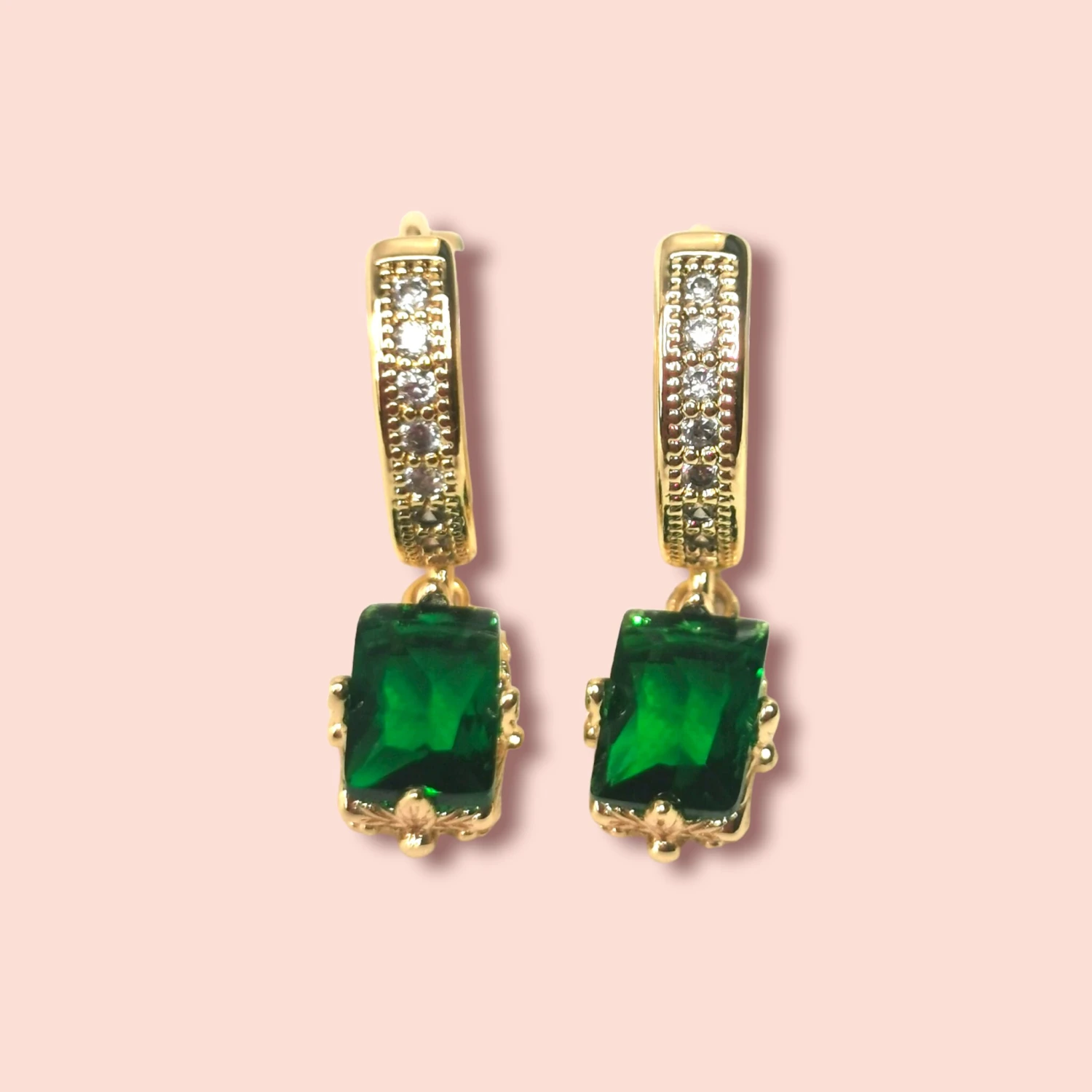Green Zircon Earrings, Emerald Earrings, Dainty Hoop Earrings, Bridal Jewelry, Christmas Gift For Her, Cubic Zircon Stone Earrings 3 Green Zircon Earrings, Emerald Earrings, Dainty Hoop Earrings, Bridal Jewelry, Christmas Gift For Her, Cubic Zircon Stone Earrings