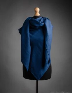 Square NAVY BLUE Color Linen Shawl For Women, Large Linen Unisex Scarf, Unisex Christmas Gift, Brown Linen Wrap, Gift For Him