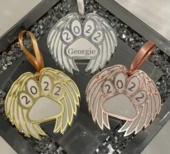 Personalised Pet Memorial Bauble, Mirrored Wing Paw Ornament, Christmas Tree Ornament, Christmas Gift, Rememberance Bauble. 15 Personalised Pet Memorial Bauble, Mirrored Wing Paw Ornament, Christmas Tree Ornament, Christmas Gift, Rememberance Bauble. -Jewellery Soldes Boutique il fullxfull.4229523436 sb71