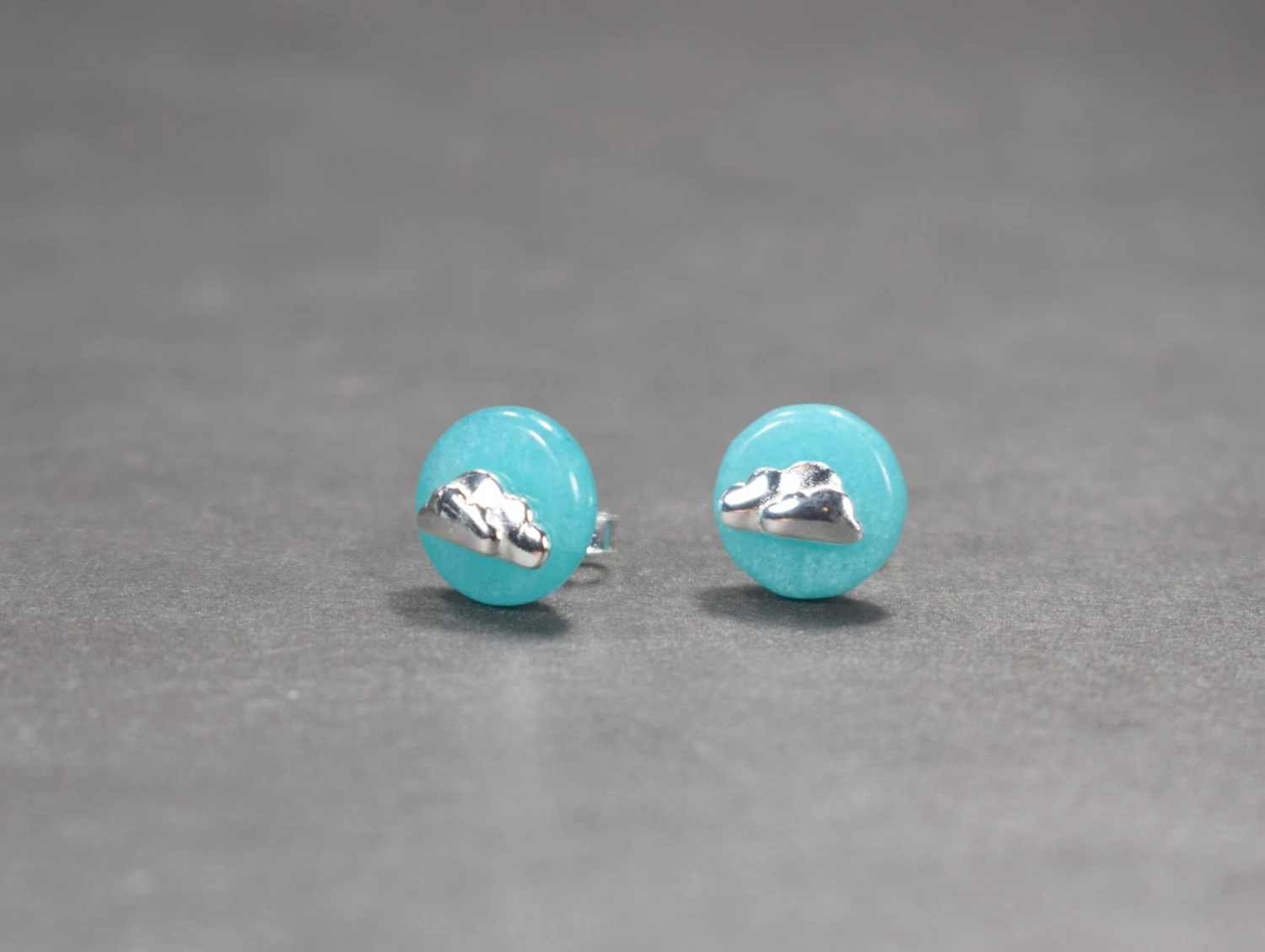 Amazonite Earrings,silver Cloud Earrings, Blue Sky Sphere Earrings, Blue Amazonite Stud Earrings, Cloudy Sky Earrings, Christmas Gift 7 Amazonite Earrings,silver Cloud Earrings, Blue Sky Sphere Earrings, Blue Amazonite Stud Earrings, Cloudy Sky Earrings, Christmas Gift - Image 5
