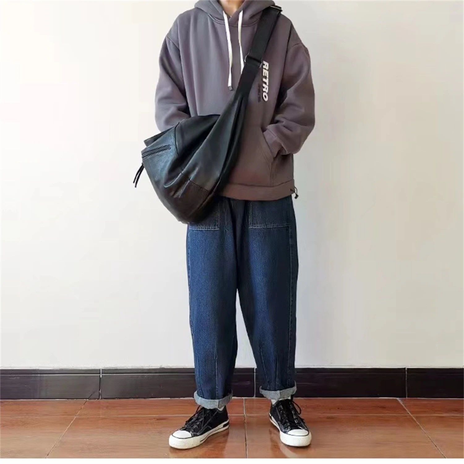 Black Leather Crossbody Bags Men, Leather Longchamp Bags, Crossbody Sling Bag, Christmas Gifts For Boyfriends, Gifts For Him 9 Black Leather Crossbody Bags Men, Leather Longchamp Bags, Crossbody Sling Bag, Christmas Gifts For Boyfriends, Gifts For Him - Image 7