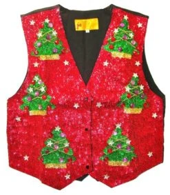 Sequin Vest RED W/CHRISTMAS TREE