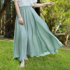 Custom Size Cotton Linen Skirt Soft And Flowing Linen Skirt Travel Skirt Beach Skirt Gift For Her Light Green Christmas Gift -Jewellery Soldes Boutique il fullxfull.4265831494 e1aw